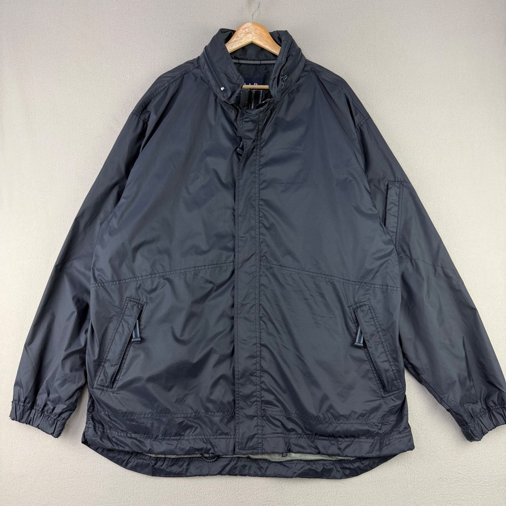 Vintage GAP Windbreaker Jacket Mens XL Dark Navy Hidden Hood Y2K Mesh Line Nylon